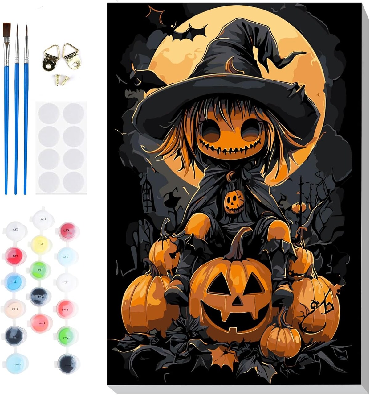 Acrylic Pumpkin Number Painting Crafts Kits Halloween Gifts for Home Decor(Halloween)